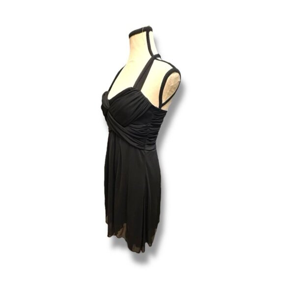 Women’s 4 B Darlin Black Chiffon Y2K Sleeveless Halter Dress - Picture 2 of 7